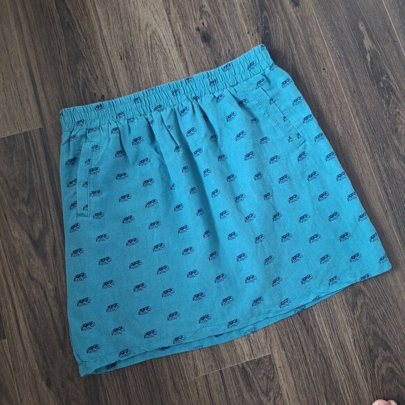 💙 Loft Outlet Elephant Print Linen Blend Pockets Elastic Waist Lined Skirt  Siz - Picture 3 of 10